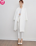 春夏韩版外套女中长款直筒显瘦小香风外套女修身简单西装白色西服