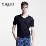 Menseye/男眼 夏季新款 含苎麻修身V领青年线衣 时尚休闲针织衫男