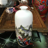 特价景德镇陶瓷器台面花瓶山水画江南秀色中式代传统时尚家居摆件