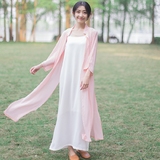伶俐柠檬10719中国风春装新款女装2016棉麻文艺吊带民族风连衣裙