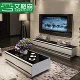 艾格森现代简约客厅可储物茶几电视柜组合白色烤漆钢化玻璃 610