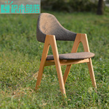 积木部落 实木榉木餐椅 休闲椅咖啡椅 电脑椅北欧创意时尚布艺椅