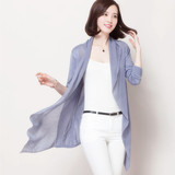 韩国正品女式针织衫开衫薄款夏季大码防晒衣长袖中长款外搭空调衫