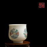 景德镇陶瓷 仿清手绘团龙团风对杯 钟式杯 喜庆用瓷 水杯 茶杯