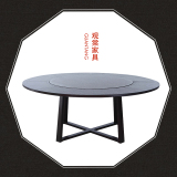 新中式餐桌椅组合 水曲柳圆餐桌样板间餐桌椅 酒店实木家具定制