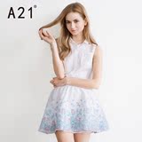 A21女装甜美纯色无袖翻领衬衫 2016夏装新款青春女生衬衣