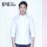 【断码XXL码】gxg jeans男装夏季白色修身七分袖衬衫#52603072