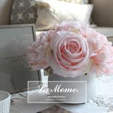 LAMOME纳茉成品仿真花艺小套装/简欧现代风格/粉红色甜美可爱玫瑰
