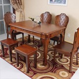 全实木餐桌椅组合纯橡木餐桌一桌六椅长方形饭桌中式桌椅美式雕花