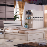 简约现代板式木床 地中海小户型高箱气动储物床1.81.5米单双人床