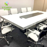 舒特迪办公家具烤漆时尚会议桌白色钢木长桌培训桌长会议桌椅组合