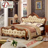 蒂舍尔欧式床实木床 1.8米复古美式卧室家具床 真皮双人婚床66-8