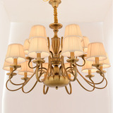美式现代个性仿铜铁艺客厅田园吊灯 简欧创意布艺双层卧室 餐厅灯