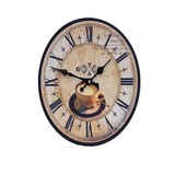 复古怀旧时钟艺术个性挂钟卧室客厅创意壁钟罗马欧式表圆形14英寸
