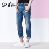 gxg.jeans男装夏时尚修身破洞补丁小脚休闲青年牛仔裤潮62905001
