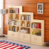 实木书柜简易自由组合儿童书架置物架带门储物柜子松木小柜子书橱