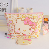 日本韩国可爱hello kitty棕色豹纹收纳包 时尚韩版卡通女式化妆包