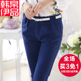 2016春装新款韩版女装休闲女裤纯色铅笔裤大码显瘦百搭外穿长裤子
