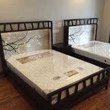 新中式家具新中式床 水曲柳全实木双人床 酒店宾馆标准间床