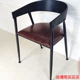 椅子靠背椅实木餐椅套装特价家用扶手咖啡厅复古休闲铁艺简约美式