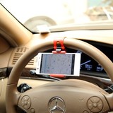 汽车方向盘手机架 车载三星5S苹果iPhone6plus多功能导航支架通用