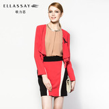 ELLASSAY歌力思 红色翻领小西装短款外套 长袖职业通勤OL女装