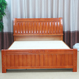 特价1.8米橡木双人床 1米5全实木单人床 木质高箱床铺 宜友家具