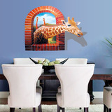 3D墙纸平面墙贴纸创意墙壁装饰品墙画海报客厅沙发卧室贴画长颈鹿