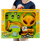 方向盘挖掘机充电电动玩具工程汽车推土挖沙车仿真儿童模型礼物