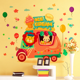 动漫汽车动物狮子冰淇淋卡通可爱儿童房幼儿园宝宝装饰贴纸墙贴画