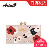 Artmi2016春夏新款 日韩猫咪长款钱包童趣花朵手提钱夹包卡位