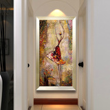 抽象油画美式走廊玄关装饰画客厅过道挂画欧式竖版现代简约壁画
