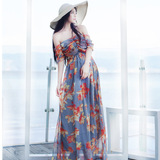 2016夏季新款 一字领露肩沙滩裙波西米亚海滩长裙 品牌大高端女装