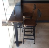 美式loft铁艺吧台桌椅组合复古实木咖啡餐厅吧台凳子酒吧高脚桌椅