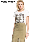 Vero Moda2016新品字母人物印花直筒中长款纯棉T恤女316201151