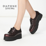 Daphne/达芙妮2016秋季新款复古系带松糕鞋深口厚底平跟女单鞋