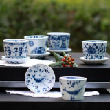 日本进口陶瓷餐具蓝凛堂 青花瓷 咖啡杯碟 咖啡杯子 碟子 茶具 QH