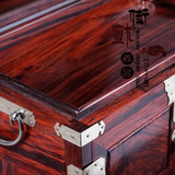 复古首饰盒带锁珠宝箱多层饰品收纳盒全独板实木大红酸枝中式
