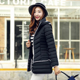 2015年冬季韩版时尚女加厚修身中长款长袖保暖棉衣纯色学生棉衣
