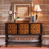 新款特价欧美式实木雕刻玄关桌复古做旧玄关台客厅供桌门厅储物柜