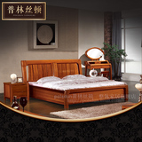 普林丝顿 中式实木床1.8米卧室家具高箱移门储物实木双人柚木床