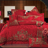 家纺床上用品婚庆10件套大红被套床单结婚床品十件套1.8/2.0m