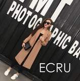 韩国原单ECRU正品2015秋冬英伦风中长款毛呢外套纯色呢子大衣女潮