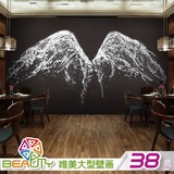 简约水形天使翅膀无缝大型壁画客厅餐厅休闲吧台背景墙纸壁纸
