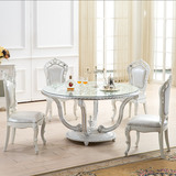 大理石圆桌椅 实木雕花欧式餐桌椅 餐厅餐台桌椅 法式圆台1.5米