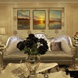 新中式欧式北欧客厅沙发背景墙上的壁挂三联有框风景画蒙森德日出