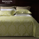 罗卡芙家纺 床上用品欧式清新复古全棉提花四件套绿/蓝 玛丽城堡