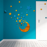 镜面墙贴儿童房幼儿园卧室客厅装饰贴画天花板吊顶3D墙贴星星立体