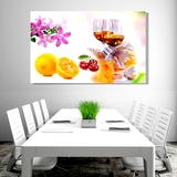 现代简约餐厅水果画 单幅无框画 厨房壁画挂画墙画水晶画酒杯