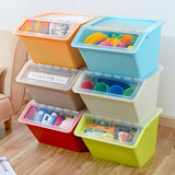 侧开式 大号收纳箱塑料有盖收纳盒玩具零食储物整理箱厨房斜口箱